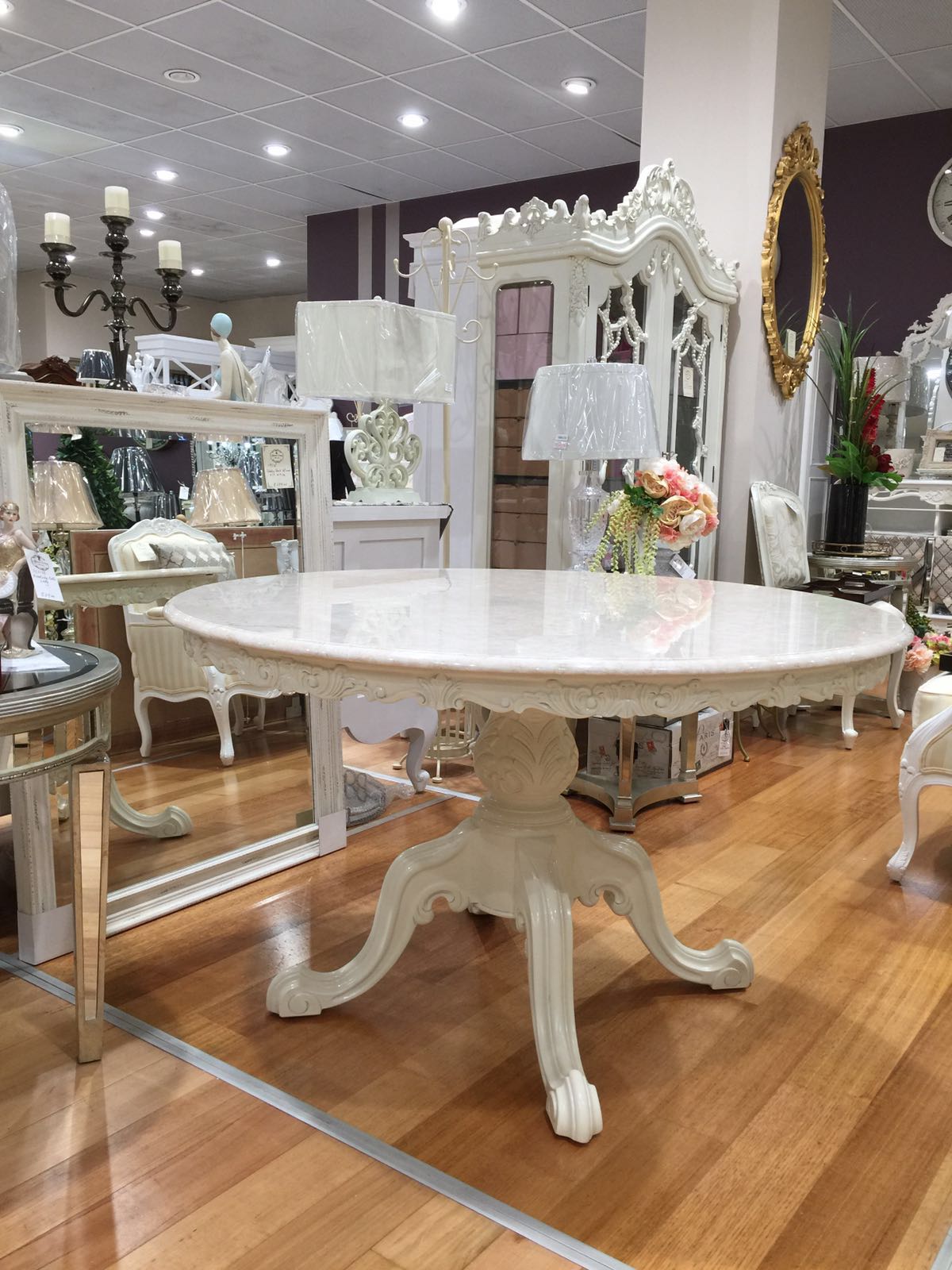 French Dining Table, Marble Top